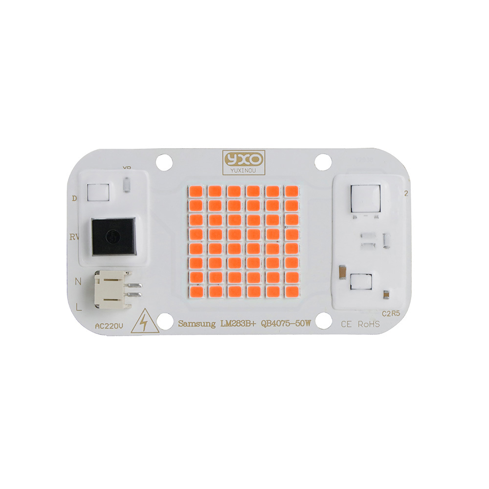 YXO Hydroponice AC 220V 20w 30w 50w Dob Cob LED Grow Light Chip Full Spectrum 380nm-780nm For Indoor Plant Seedling Grow Flower: army green