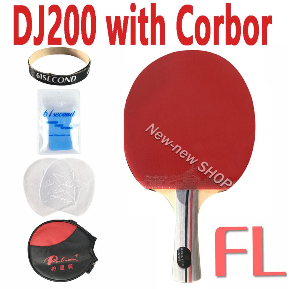 Table tennis racket Reactor DJ200 table tennis blade with 2Pieces Sanwei T88-III Corbor Table Tennis pingpong rubber: FL DJ200 Corb YM