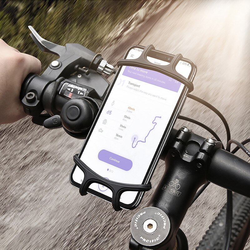 Dikker Fiets Telefoon Houder Siliconeadjustable Pull Knop Anti-Shock Telefoon Houder Mount Houder Telefoon Band Fiets Gps Clip Universele