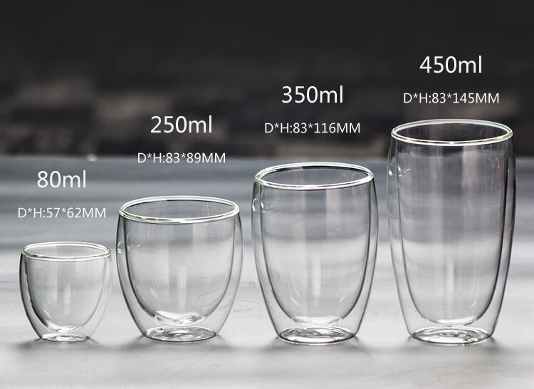 borosilicate Insulated 250ml 350ml 450ml Double Wall Glass coffee Cups
