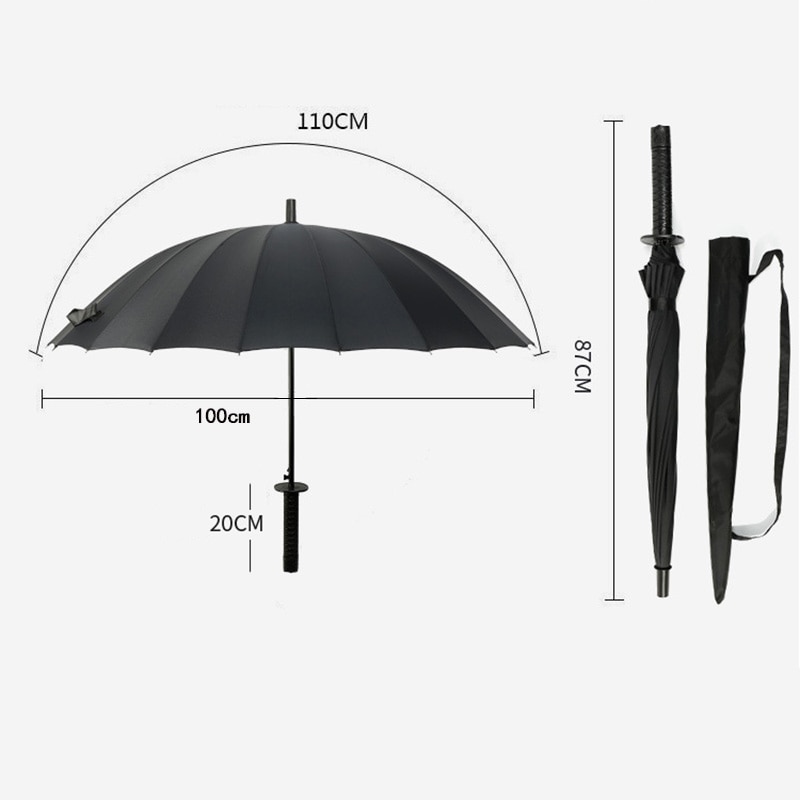 Long Handle Samurai Sword Umbrella Japanese Ninja-like Large Windproof Sun Rain Straight Umbrella Auto Open For Man