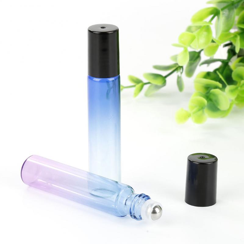 10Ml Gradiëntkleur Dik Glas Roll Op Essentiële Olie Lege Parfum Fles Roller Ball Fles Duurzaam Voor Reizen Hervulbare