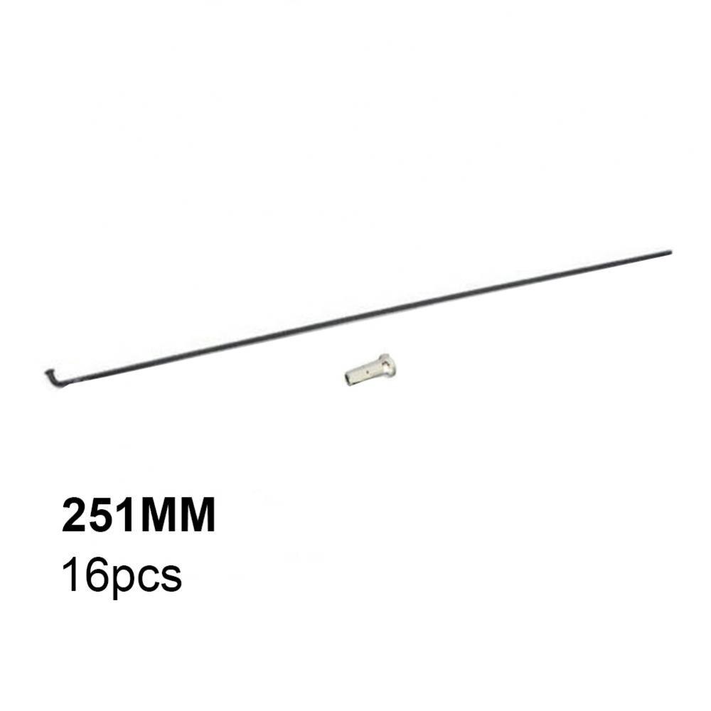 16Pcs bike bicycle high-carbon steel spokes and nipples/251/253/255/257/259/261/263/265/267/269 mm knitting needle: 251mm