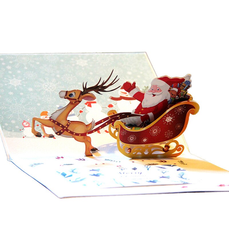 Christmas Birthday Cards Party Invitations blessing postcard Year Cartoon Santa Claus Elk Cards Special paper Cards: Cards