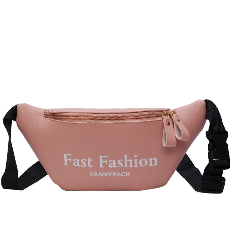 Sacchetto Della Vita delle donne di Cuoio DELL'UNITÀ di elaborazione di Banana Sacchetto Della Cinghia Del Sacchetto di Spalla Femminile Crossbody Petto Borse di Modo del Pacchetto di Fanny Lettera Della Borsa Hip bum Sacchetto: Pink belt bag