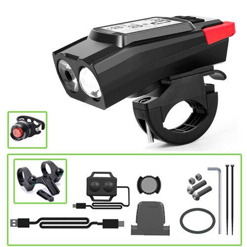 Campanello per bici anello elettronico avvisatori acustici faro per Computer 3 in 1 120DB accessori per biciclette con allarme ad aria forte: Red H4