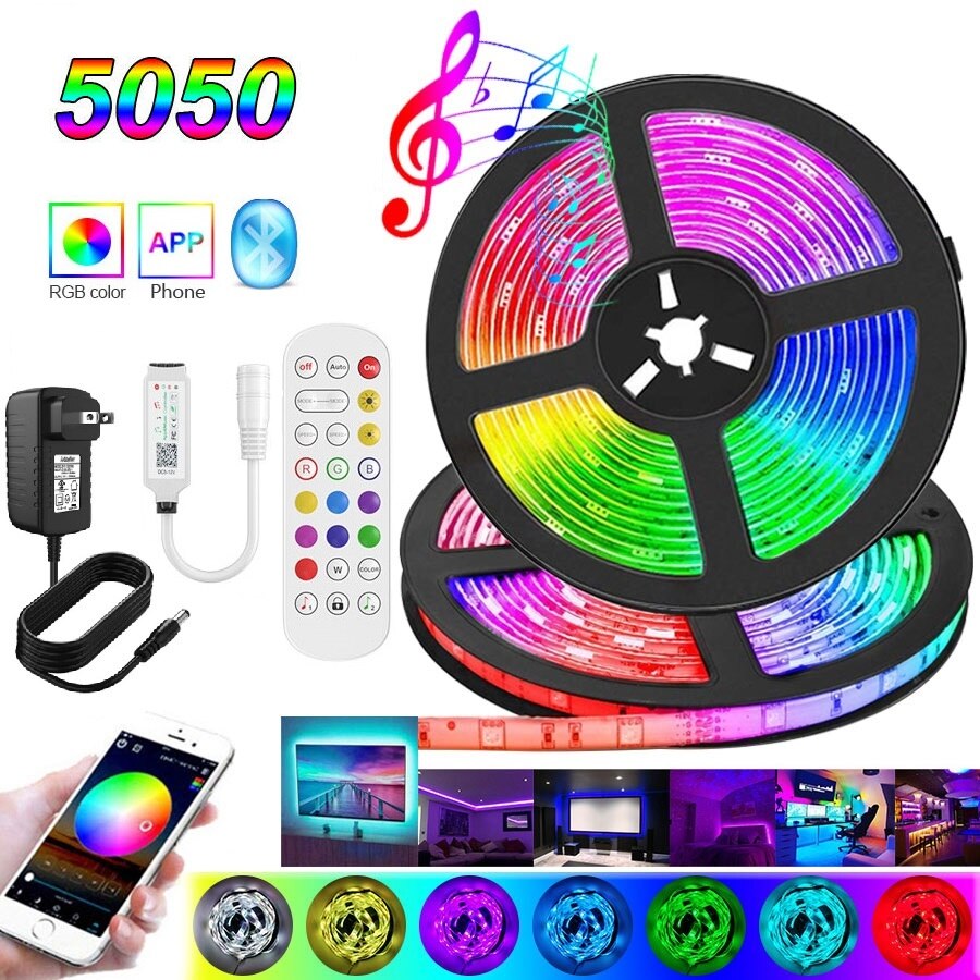 15M 20M Flexible Neon Lights 12V Led Strip 5 m with Wifi/Bluetooth Control 5050 RGB Ribbon Luminous Tape Led light for Room Wall