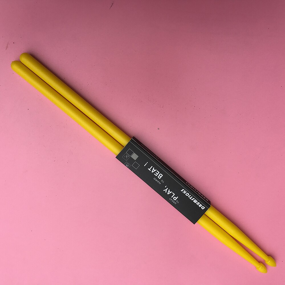 5 Pairs of Nylon Drumstick Drum Sticks Set Wood Tip Drumstick Percussion Lightweight (Yellow Red Green Blue Black): Default Title