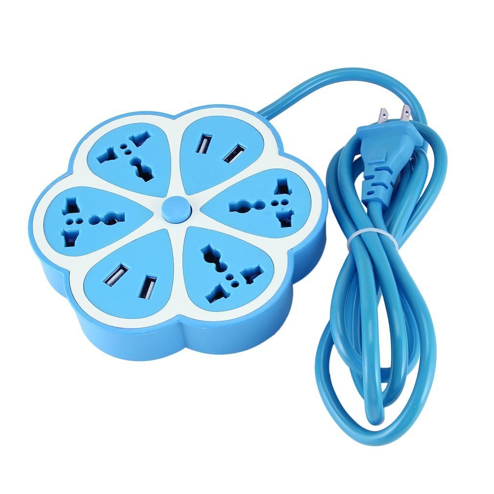 YPAY Power Strip - 1.8m Extension Cord - 12 Outlets - 4 USB Ports - Surge Protection: UK Plug / Blue