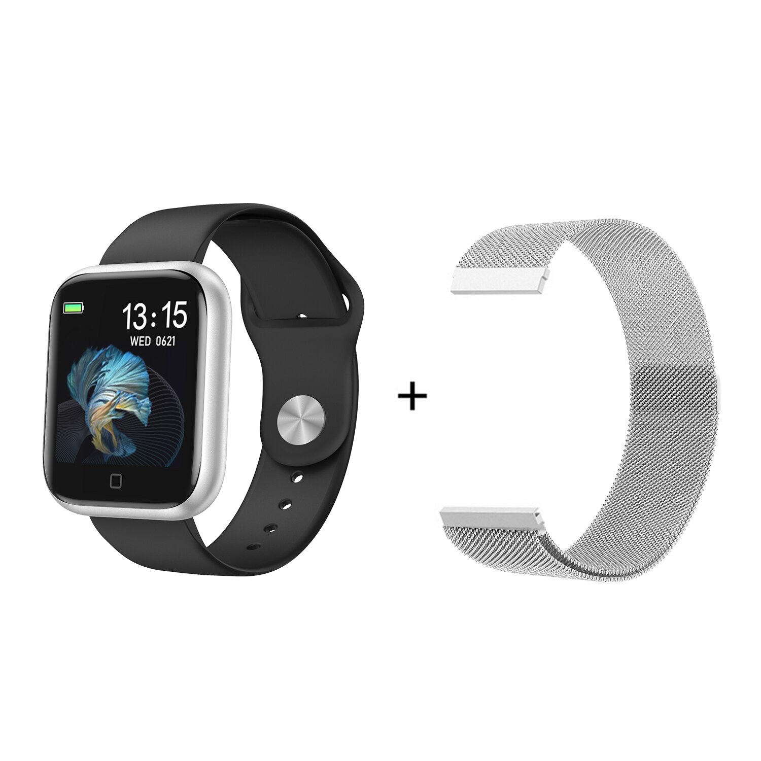 Smartwatch heren dames  ip68 waterdichte legering full touch dames smartwatch horloge smartwatches siliconen + milanese stalen band: Grijs