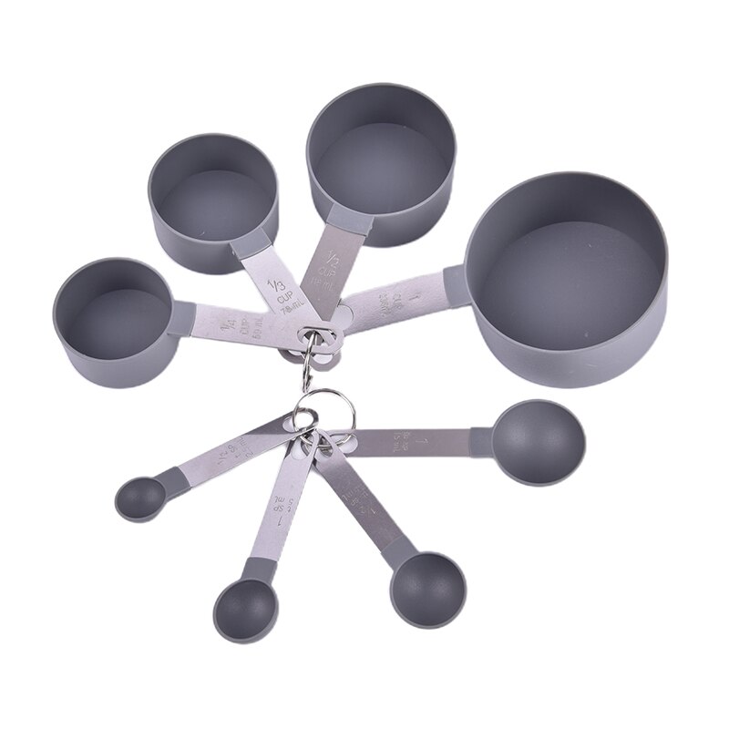 8 Uds cucharas de medir de cocina cucharadita de café cucharada de azúcar pastel hornear harina tazas de medir cocina utensilios de cocina: Gris