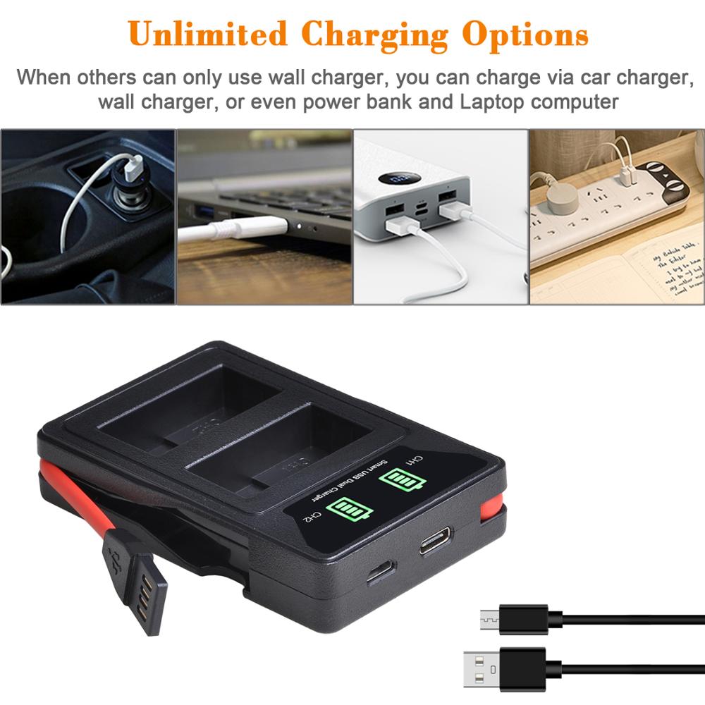 DMW-BLC12 DMW-BLC12E BLC12 Batterij + Led Ingebouwde Usb Dual Charger Voor Panasonic Lumix FZ1000 FZ200 FZ300 G5 G6 g7 GH2 GX8