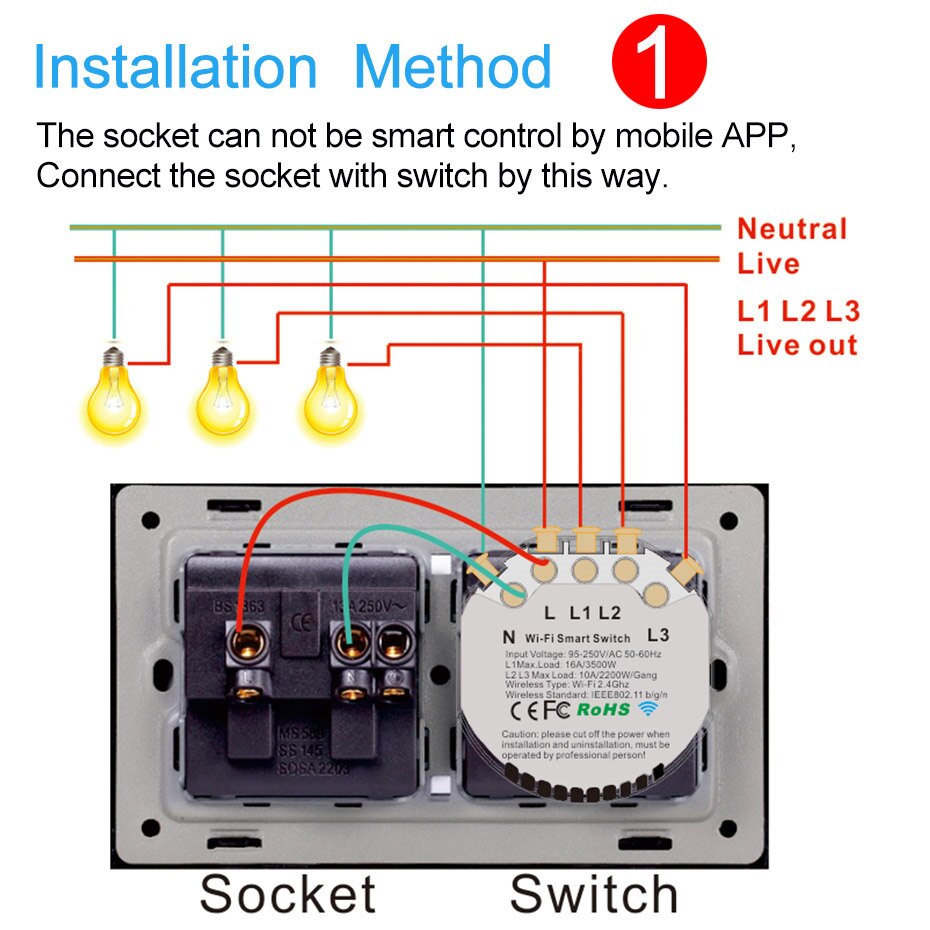 WiFi Smart Light Switch Socket US Standard WiFi Outlet 16A Timer Countdown eWelink Wireless Control Compatible With Alexa IFTTT