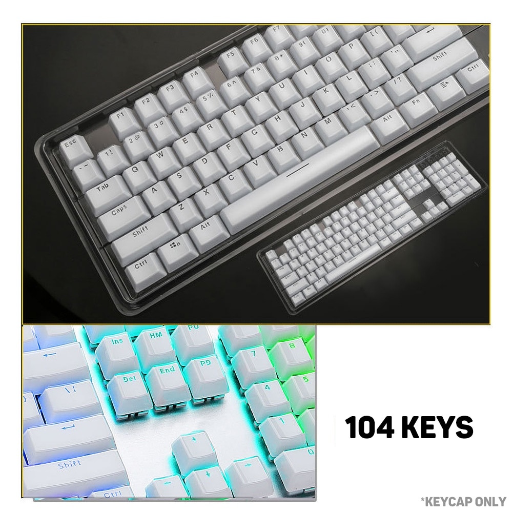 104Pcs/Set Translucent Key Cap Cover Mechanical Keyboard Keycaps Replacement Keycaps Round/Square Mice Keyboards