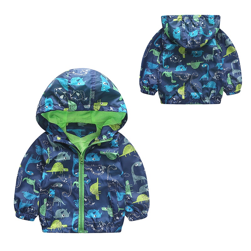 Leuke Dier Windjack Kinderen Jongens Jas Dinosaurus Baby Bovenkleding Jassen Jongens Kids Hooded Kinderen 90-120 Cm