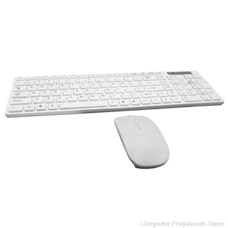 Teclado y ratón inalámbricos para ordenador portátil, conjunto de teclado y ratón Universal, silencioso, ultradelgado, 2,4G, F23 21,: White