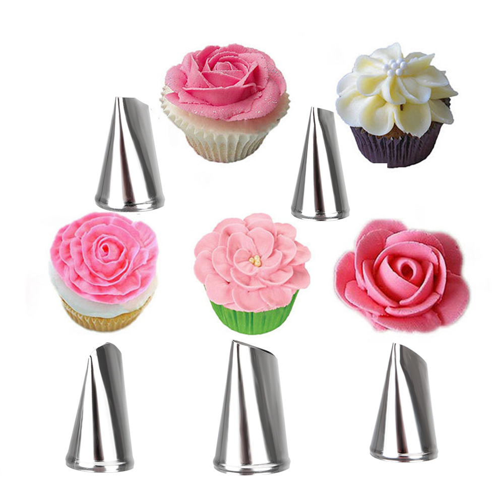 Icing Piping Nozzles Diy Cake Decoratie 5 Stuks/set Roestvrij Staal Rose Bloemblaadje Nozzles Bakken Cupcake Gebak Gereedschap