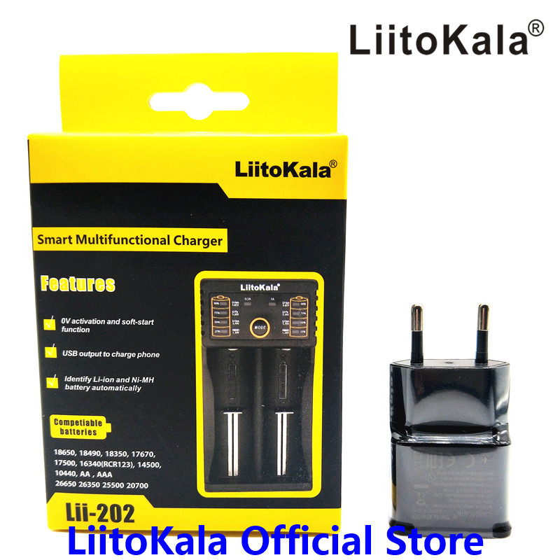 Liitokala lii -500 lii -202 lii -402 lii -pd2 lii -pd4 1.2v 3.7v 3.2v aa / aaa 18650 18350 26650 nimh litiumbatteri smart lader: Lii -202 og  u1