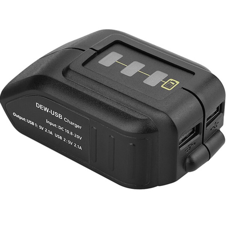 Dual USB DC 12V Port with LED Display Battery Converter Adapter for DEWALT 10.8-20V Li-Ion Battery