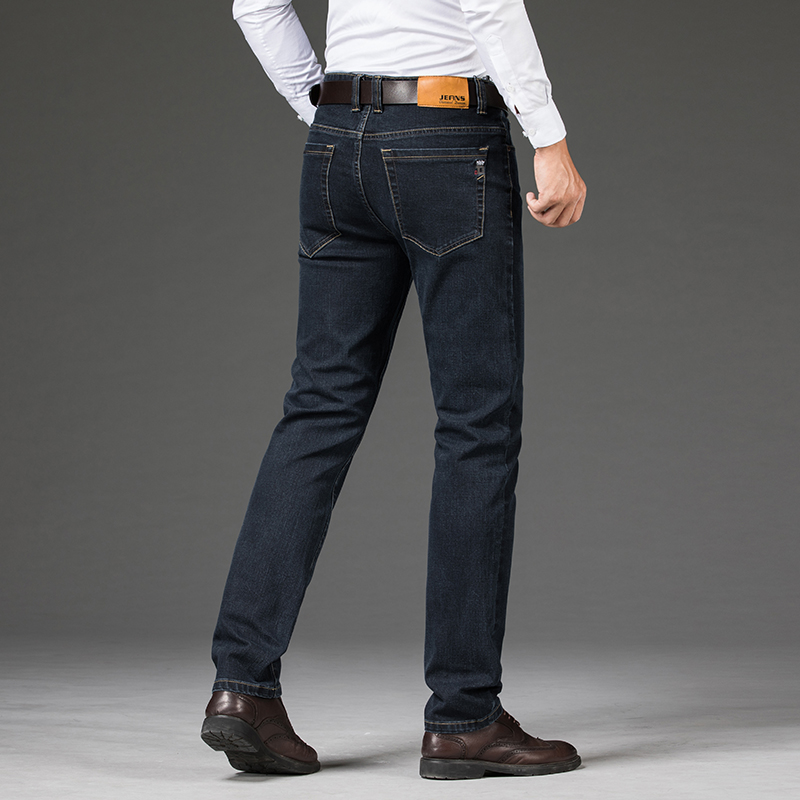 Pantalones vaqueros informales de talla grande 42 44 46 a la para hombre, pantalones vaqueros clásicos de negocios rectos elásticos, pantalones de primavera y otoño de masculina
