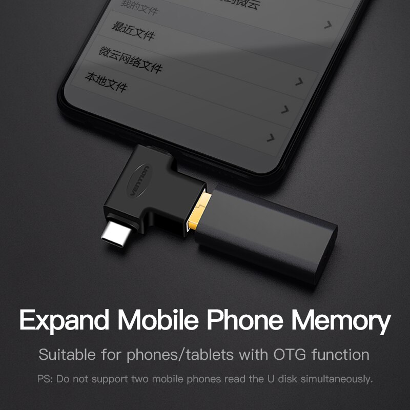 Vention-Adaptador de Cable USB 3,0 OTG 2 en 1, convertidor de Cable Micro USB tipo C para Xiaomi One Plus Nexus 6P, Adaptador tipo C