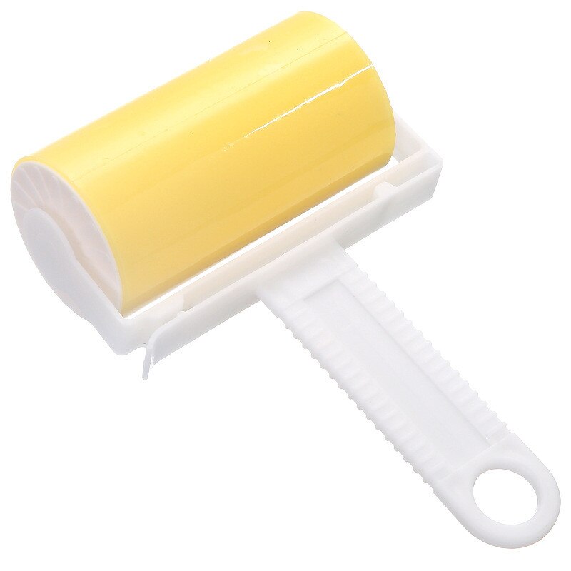 Washable Clothes Hair Sticky Roller Reusable Portable Home Clean Pet Hair Remover Sticky Roller Carpet Bed Sofa Dust Collector: Yellow without cover