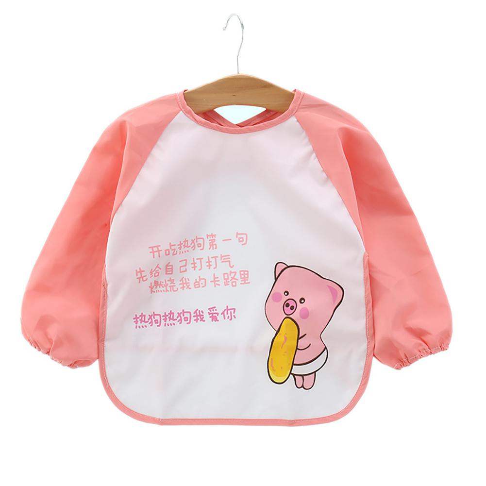 Kuulee Crianças Verão Dos Desenhos Animados Vestidos de Padrões Bebê Comer Bib Bib Impermeável: Pink pig
