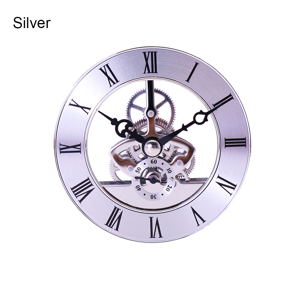 Retro Gear Wall Clock Movement Round Decorative Table Clock Metal Perspective Movement Wall Clock Accessories C1: Silver