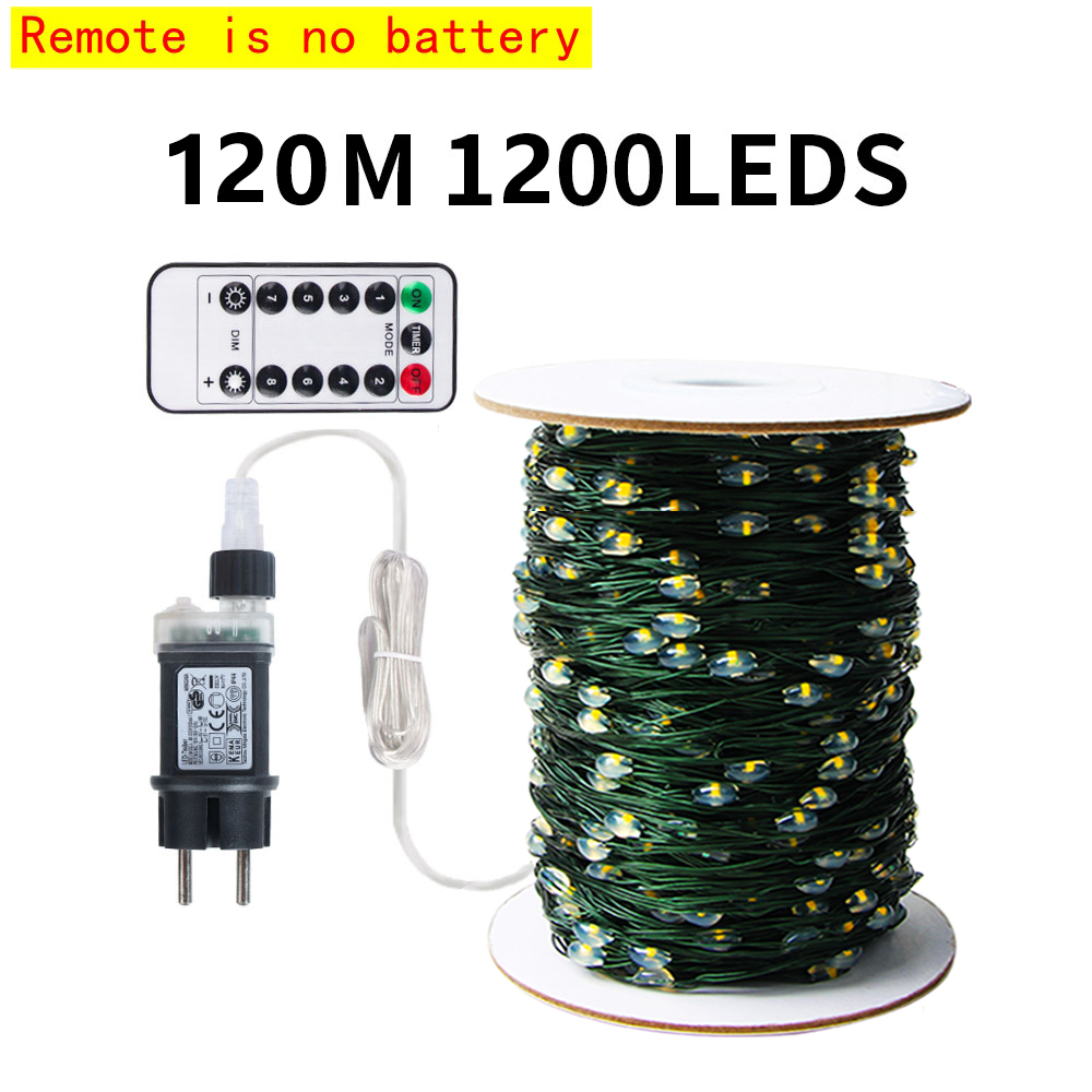 10-200M LED String Lights Fairy Green Wire Outdoor Christmas Light Tree Garland For Year Street Home Party Wedding Decor: WHITE / 41-50W / Y