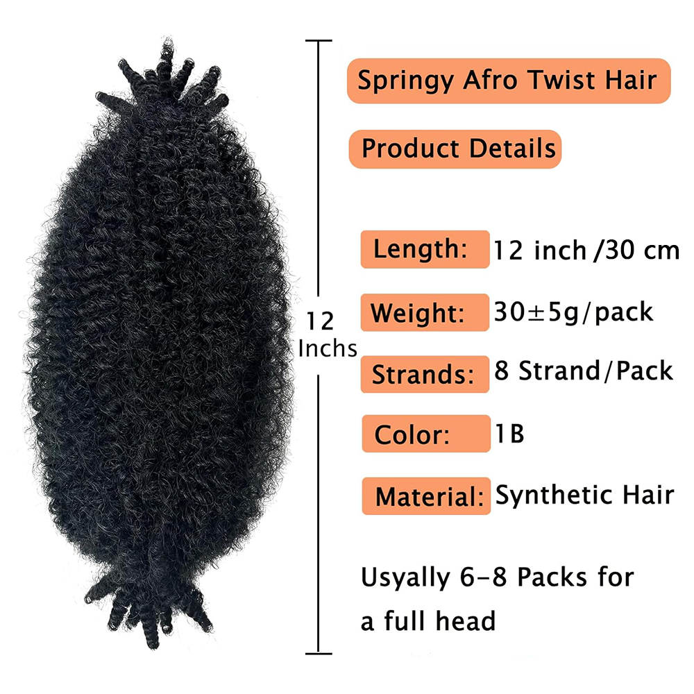 Cheveux Afro torsadés élastiques, 1/3/8 paquets de cheveux tressés Marley torsadés pré-séparés, adaptés aux cheveux synthétiques crépus Afro torsadés endommagés