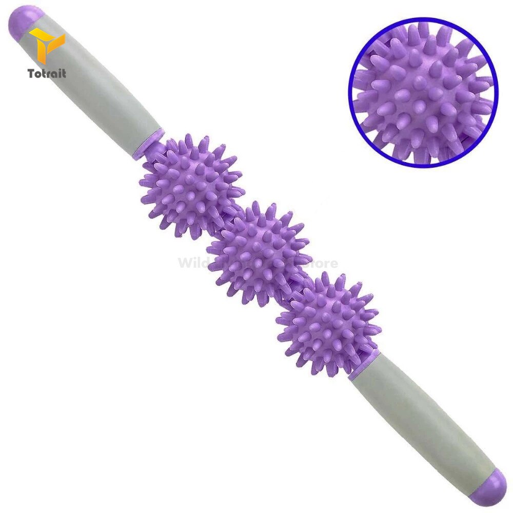 Body Massage Sticks Muscle Roller 5 Spiked Balls Trigger Portable Fitness Leg Arm Muscle Physical Therapy Relieve Yoga Roller