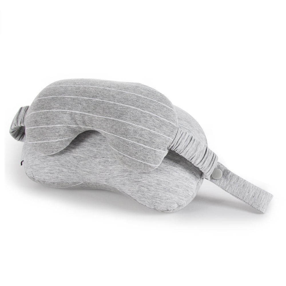 Creatieve Kussen Multifunctionele Oogmasker Hals Gooit Kussen Slaapmasker Kussen Voor Reizen Foam Deeltjes Fillling Stripend: Light Grey