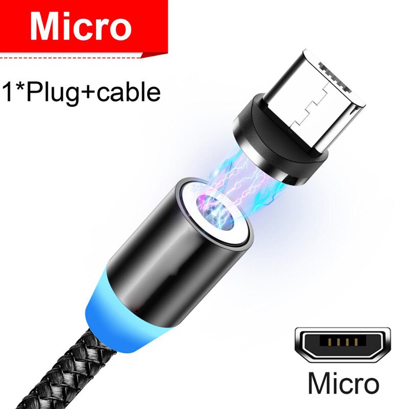 Micro USB Cable For Samsung Galaxy S3 S4 S6 S7 Edge A5 A7 J5 J7 USB Magnetic Cable Micro Charging 1M Nylon Charger Cables: Black For Micro