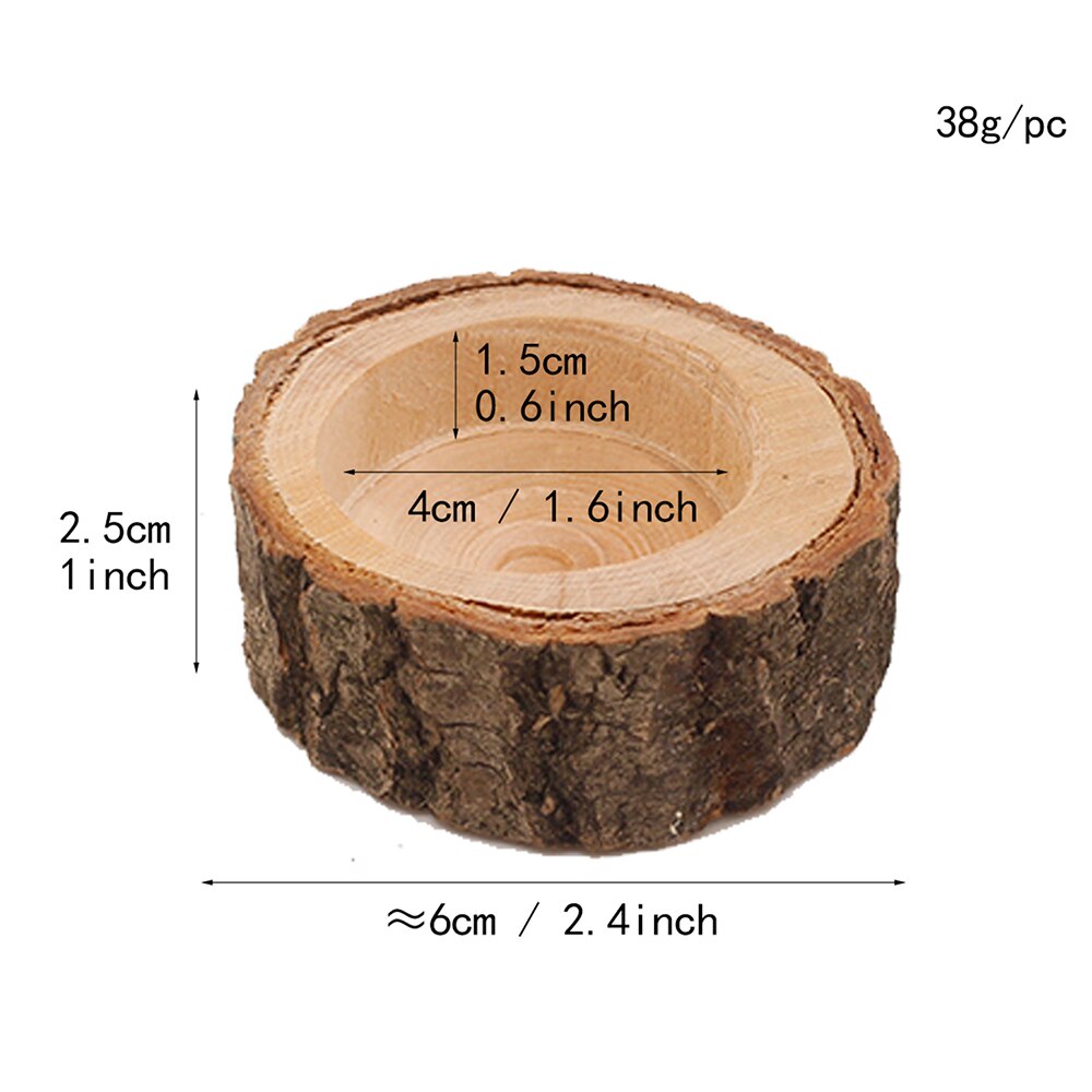 3pcs/pack 2.5cm Rustic Wedding Centerpieces Wood Candlestick for Wedding Table Decoration Natural Wood Candle Holder Stand: 1