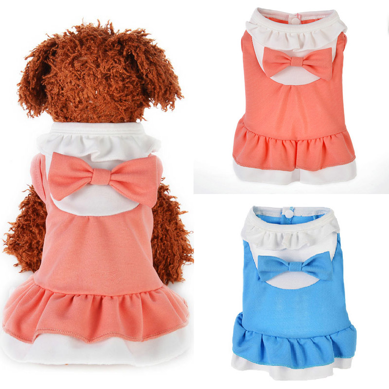 Été Bow chien vêtements Sweety princesse robe Teddy chiot robes pour chiot jupes coton chat robes Yorkies Chihuahua vêtements