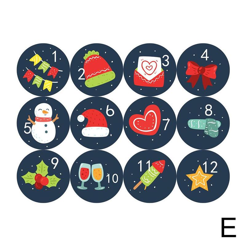 1pc Christmas Countdown Number Sticker Round Digital Packaging Decor Stationery Labels Party Xmas Sticker Sealing Sticker P C6e3: E