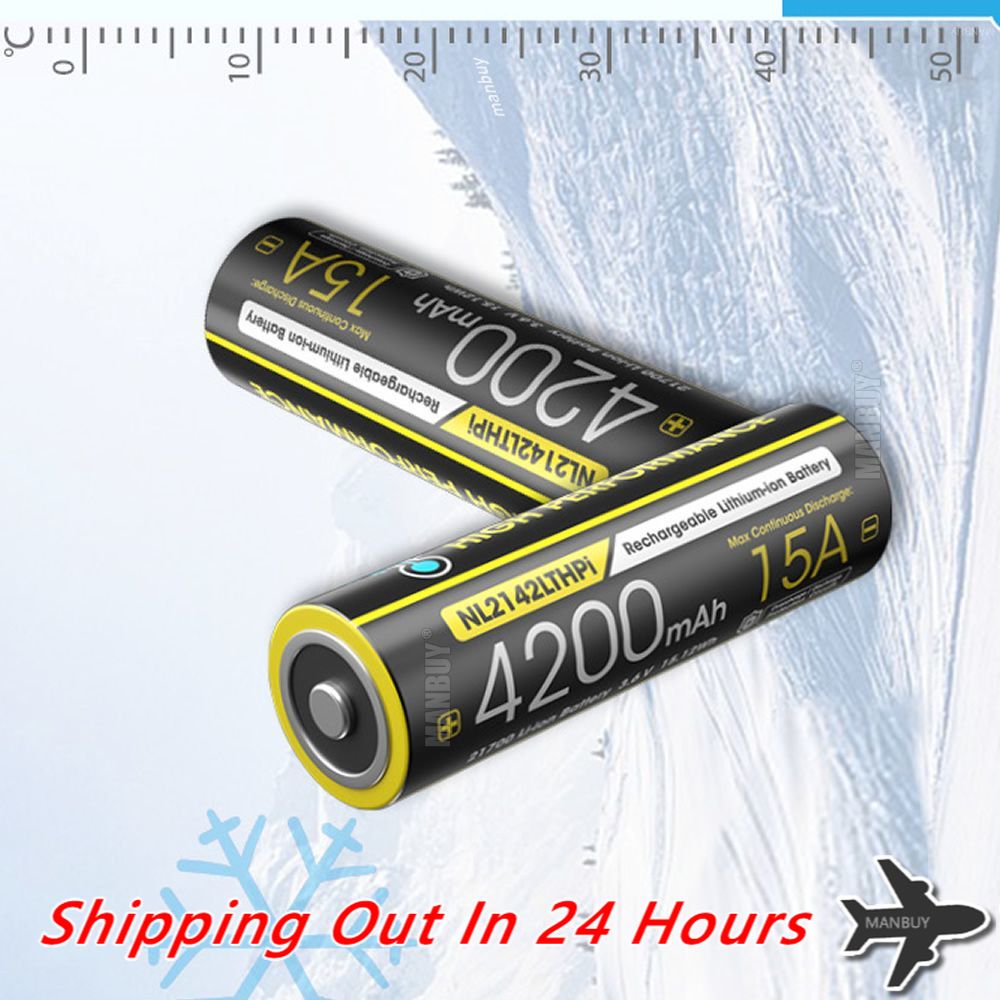Nitecore NL2142LTHPi Low Temperature 21700 4200mAh Protected Li-ion Rechargeable Battery with FREE Flashlight