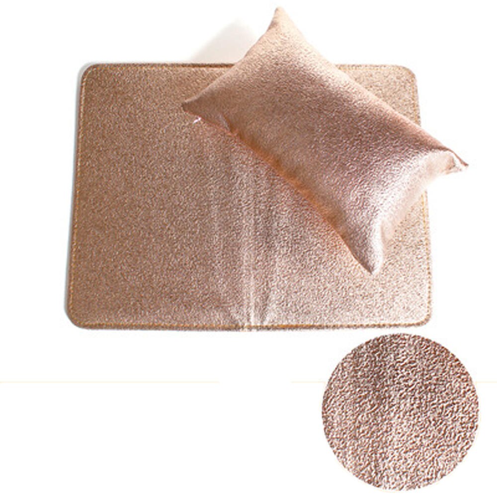 Kit de herramientas de manicura, cojín de cuero PU suave para manicura, cojín de descanso de manos, almohadilla para salón de manicura, soporte para muñeca y brazo, estera de esponja: Champagne