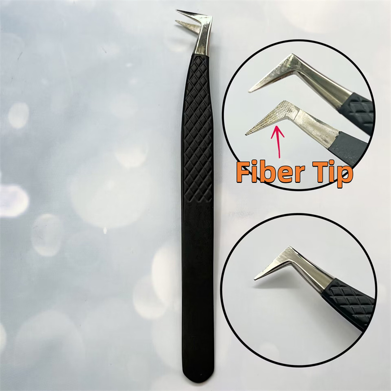 Pinzas para pestañas postizas con punta de fibra precisa para extensión de pestañas, pestañas de visón de Mega volumen, herramientas de maquillaje para artistas con aislamiento de botas para fanáticos: Naranja