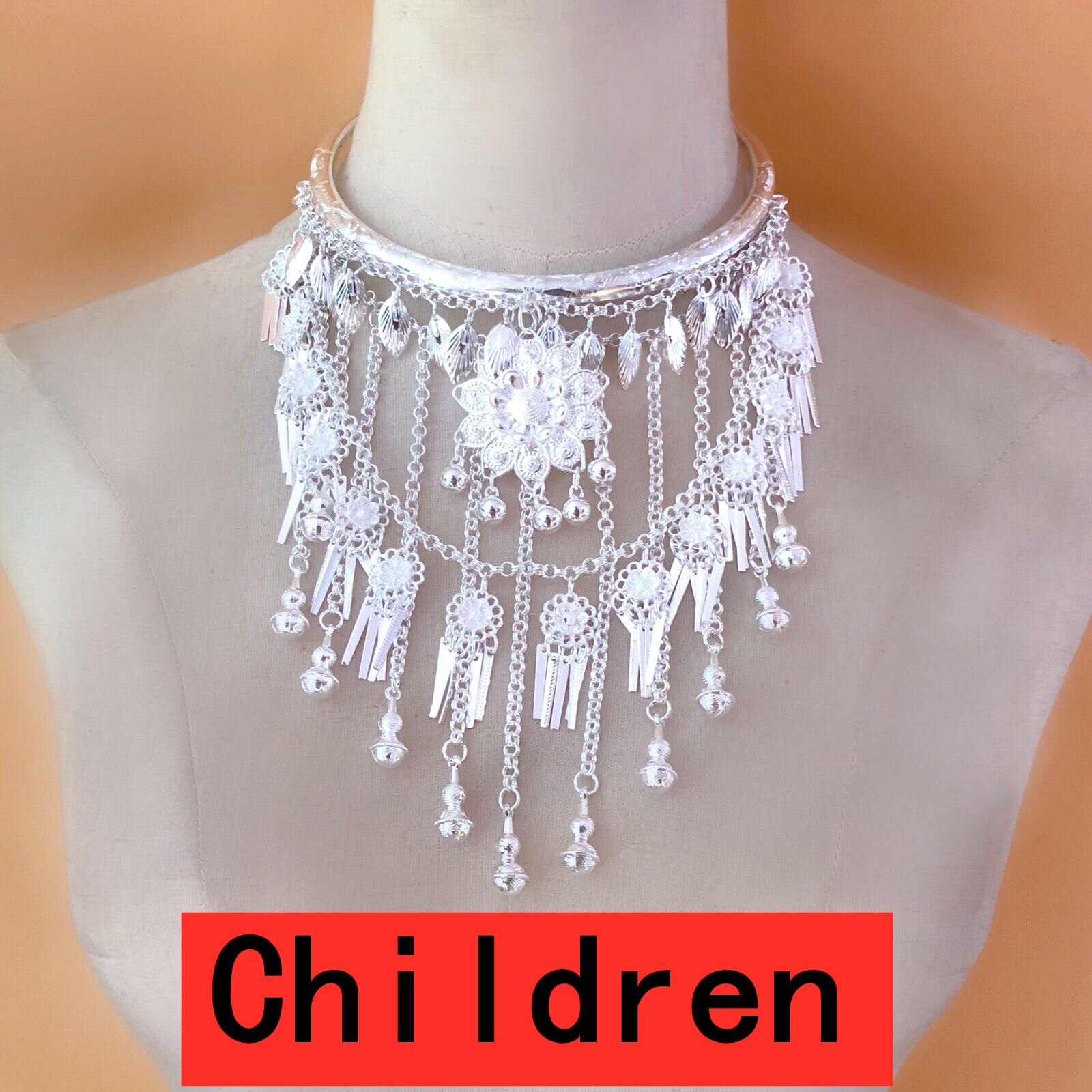 Hmong Miao – collier ras du cou pour enfants, bijoux gourde, fête de danse Xauv, nouvel an: Default Title
