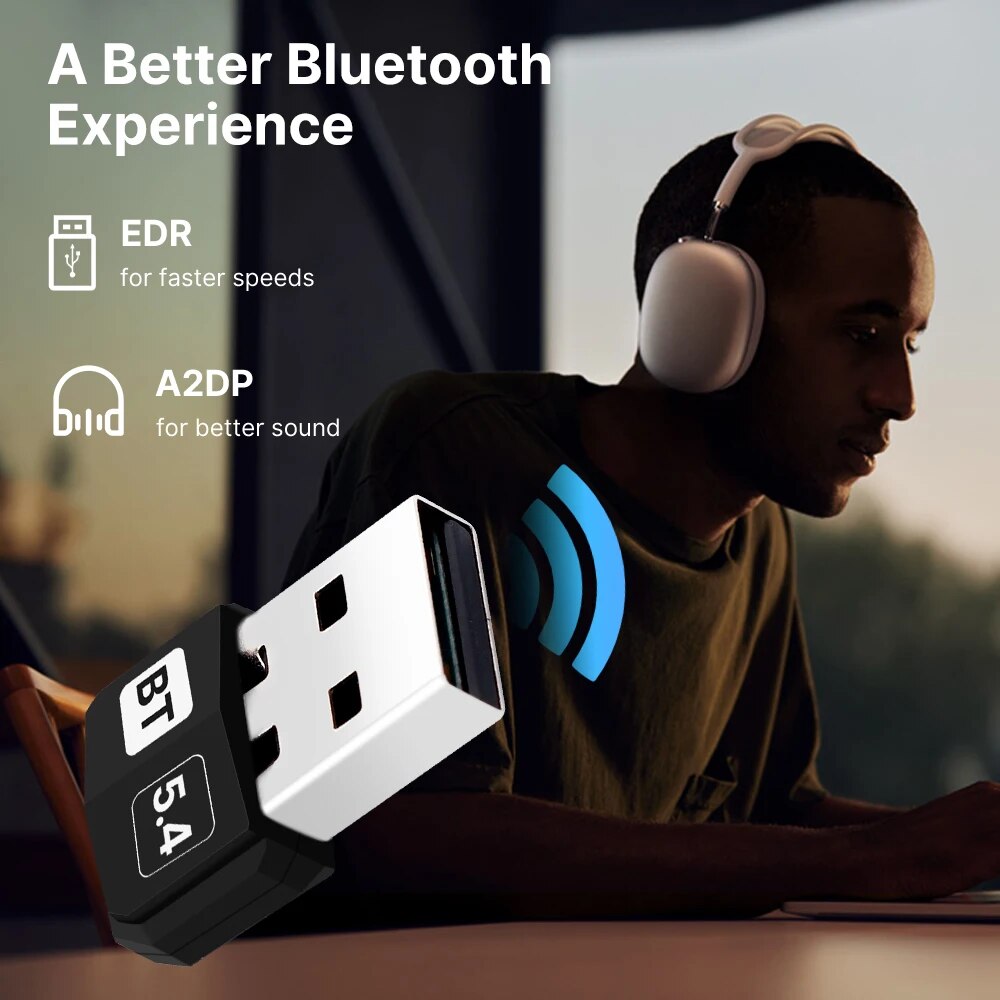 Adapter USB Bluetooth 5.4 Adapter klucza audio Mini USB Bezprzewodowy odbiornik/nadajnik do sterownika PC/laptopa Bezpłatnie dla Win10/11
