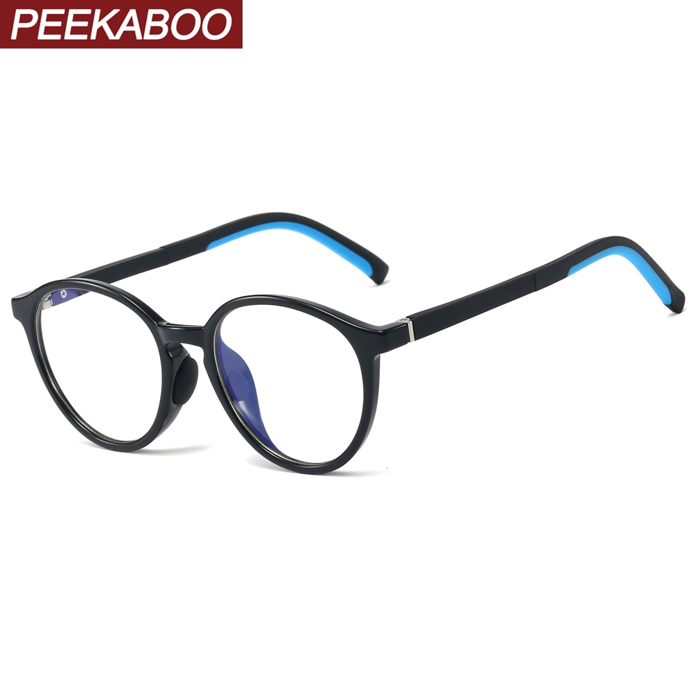 Peekaboo blue light blocking round frame glasses for kids girls boys tr90 transparent eyeglasses myopia accessories for students