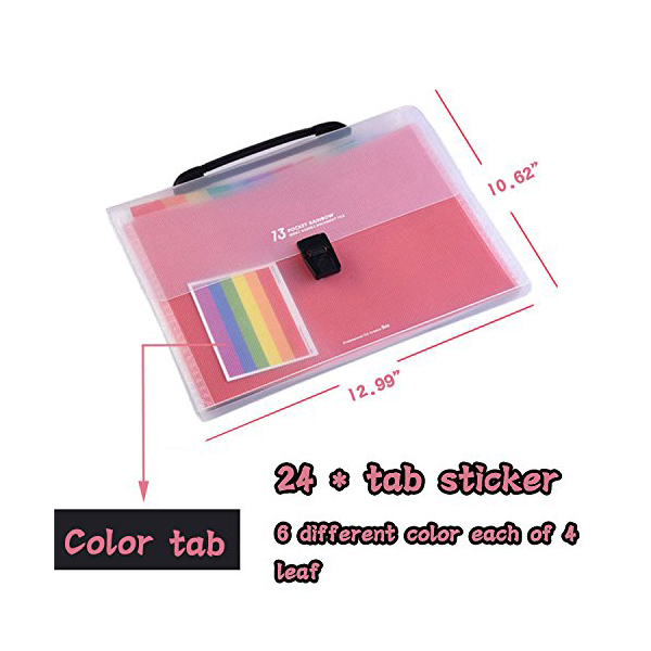 13 Zakken Plastic Uitbreiden Accordeon Mappen, Letter Size Portable Document Houder, A4 File Organizer