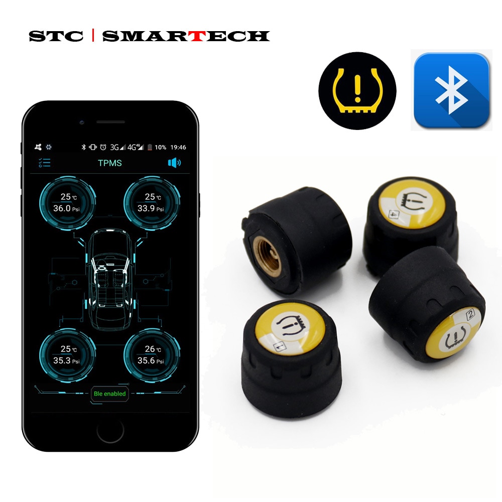 SMARTECH TPMS Bluetooth 4.0 universele externe bandenspanning sensor ondersteuning IOS Android telefoon, bandenspanning sensor Installeren