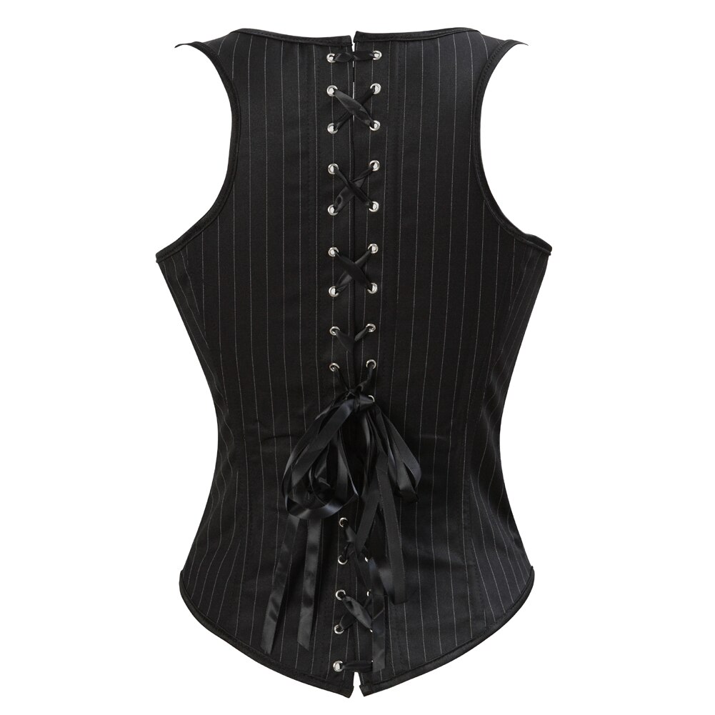 Frauen&#39;s Korsett gestreift Riemen sexy Outfit Underbust Korsett Taille Cincher Karosserie Gestalter schlank Korsett Plus Größe Schwarz vollbusiger oben