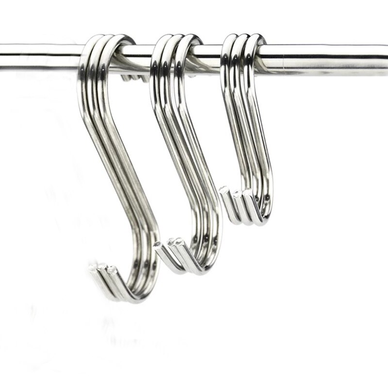 10Pcs S-Vorm Haak Keuken Reling Multifunctionele Reling S Hanger Haak Sluiting Houder Rvs Haken opknoping Opslag Gereedschap