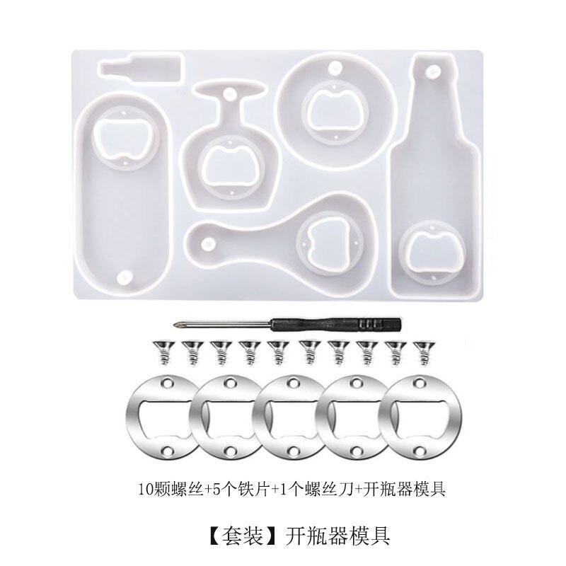 Abridor de botellas de cerveza, Molde de resina de silicona para bricolaje, resina epoxi de cristal, flor seca, abridor de botellas, molde de fundición con efecto espejo: 1 set