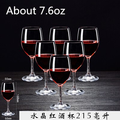 Verre à vin en cristal, verre à vin sans plomb, verre à jus, verre à vin de maison, service à vin,: 215ml6pcs
