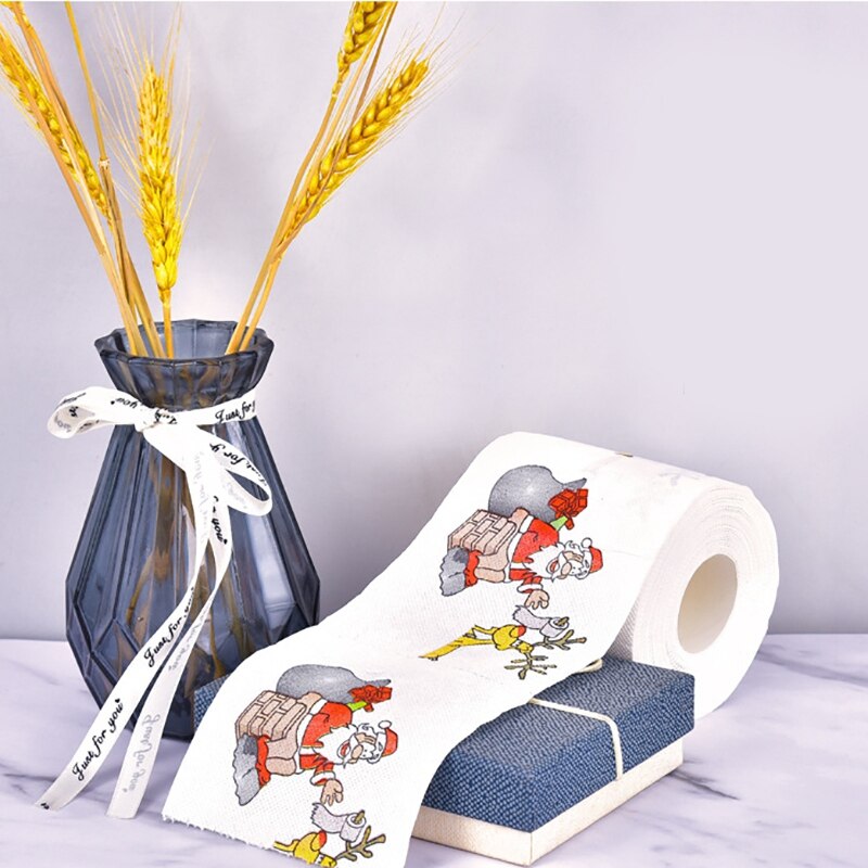2 Layers 15 Rolls of Merry Christmas Hand Roll Paper Santa Printing Roll Paper
