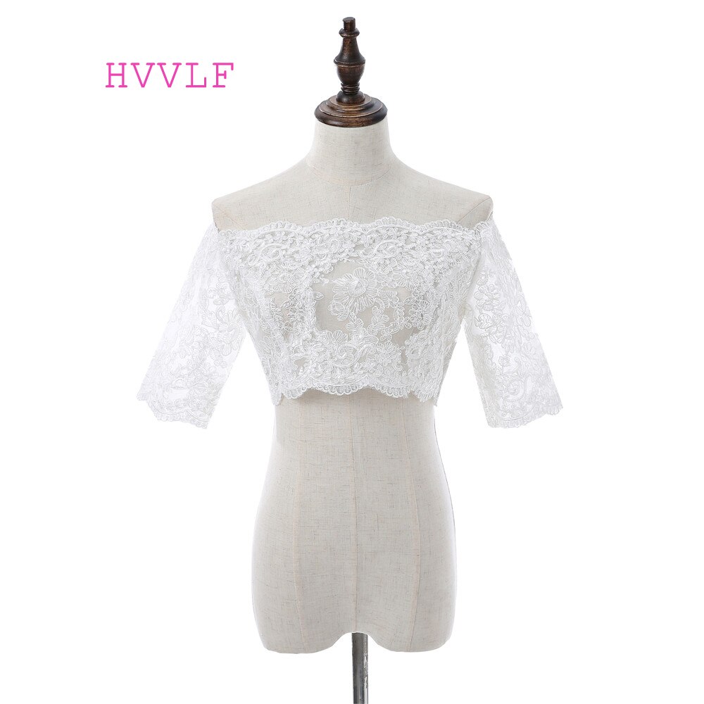 Boat Neck Wedding Bolero Lace Appliques Women Cape Beaded Wedding Shawl Vintage Bridal Wrap Wedding Accessories